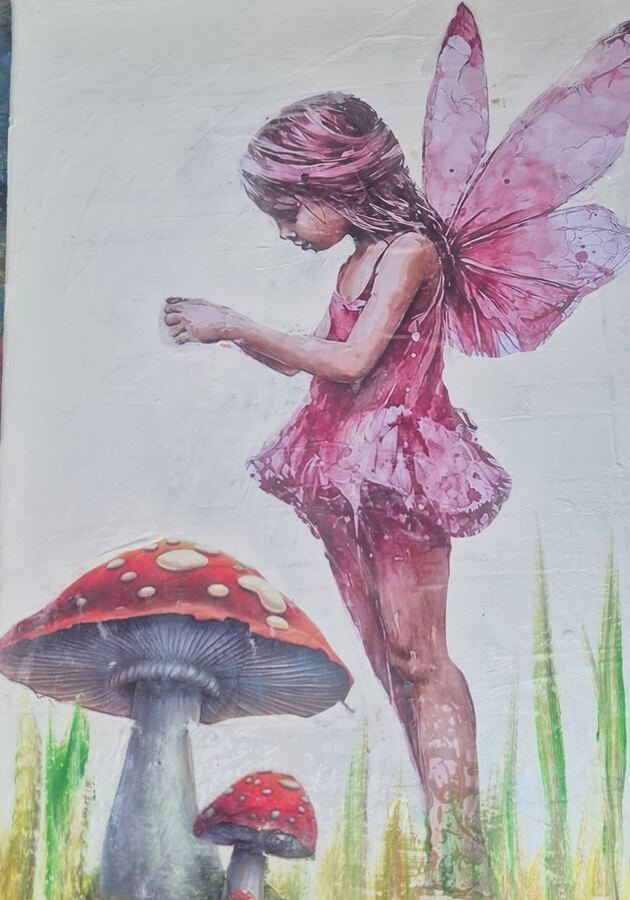 Toadstool Fairies - original mixed-media artwork by Janet Jackson, JJs Art Online