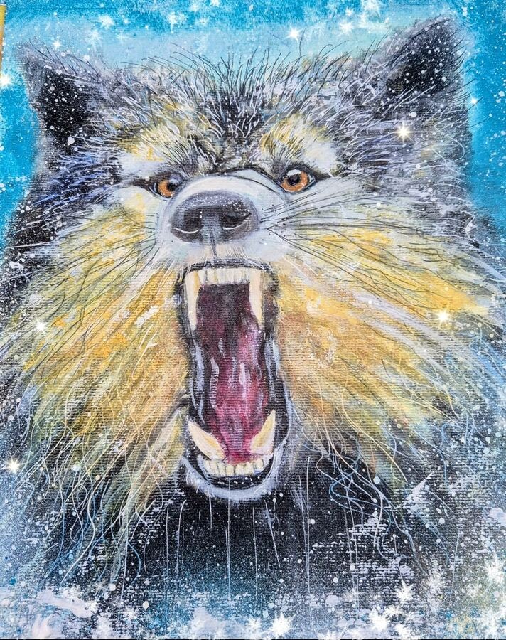 The Wild Growl - original mixed-media artwork by Janet Jackson, JJs Art Online