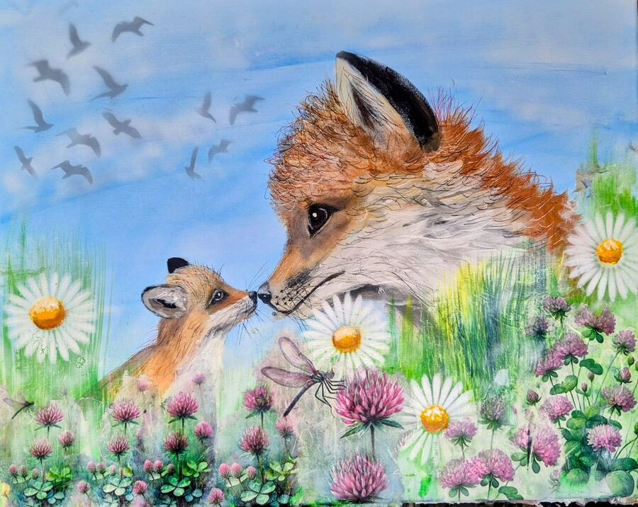 A Gentle Nose - original mixed-media artwork by Janet Jackson, JJs Art Online