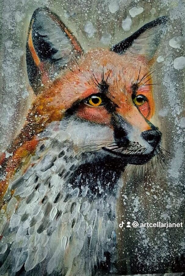 Winter Watch - original mixed-media artwork by Janet Jackson, JJs Art Online