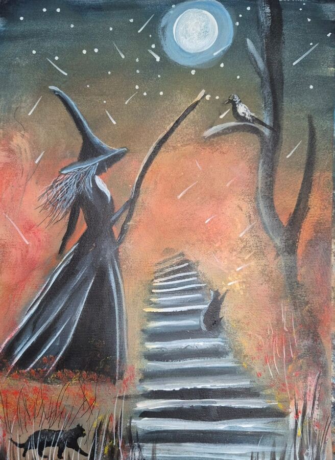 Midnight Steps - original mixed-media artwork by Janet Jackson, JJs Art Online