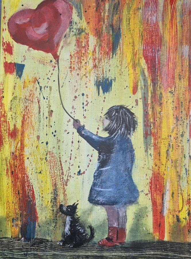 Off We Go - original mixed-media artwork by Janet Jackson, JJs Art Online