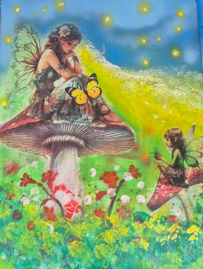 Fairy Wishes - original mixed-media artwork by Janet Jackson, JJs Art Online