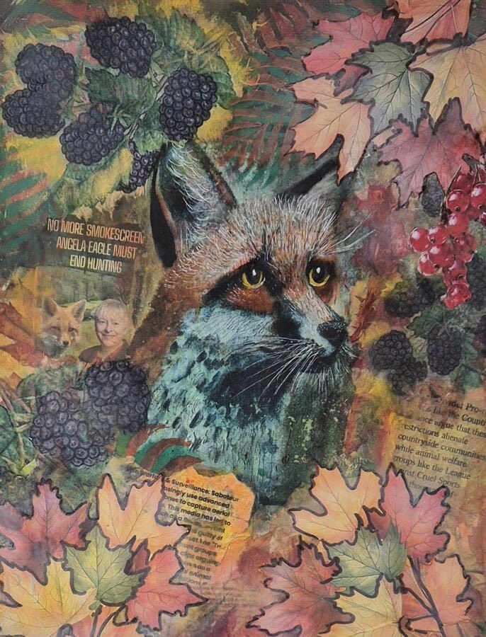 Layers of the Wild - original mixed-media artwork by Janet Jackson, JJs Art Online